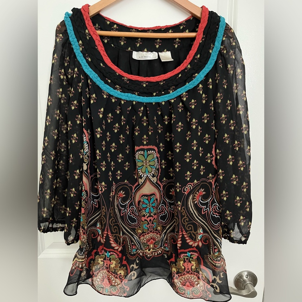 Chic Bohemian Black Floral Top
